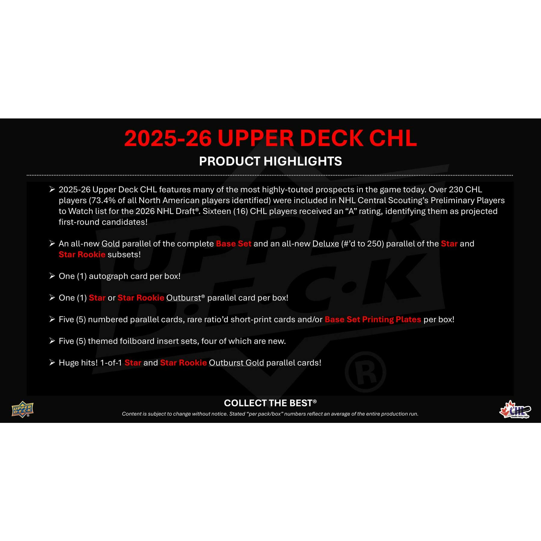 2025/26 Upper Deck CHL Hockey Hobby Pack