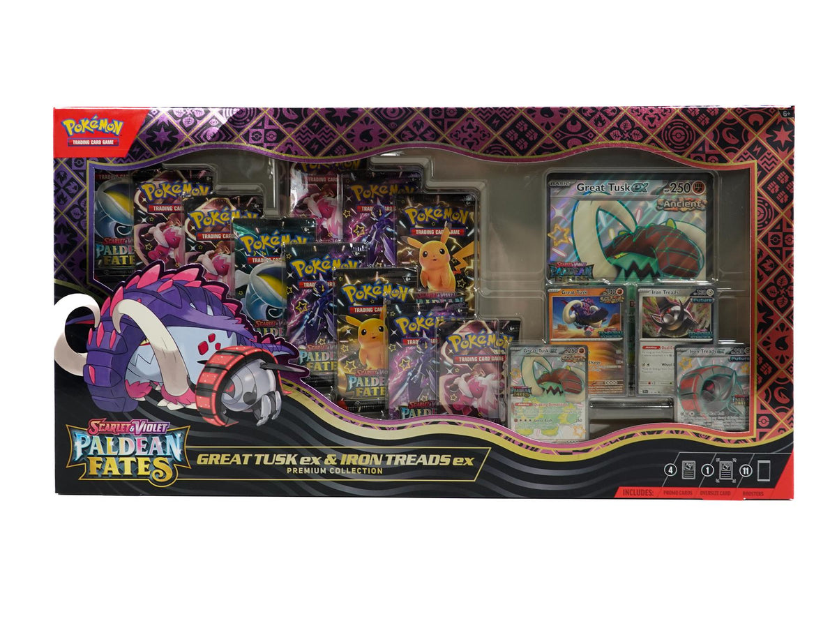 Pokemon Scarlet & Violet: Paldean Fates Great Tusk ex & Iron Threads ex Premium Collection Box