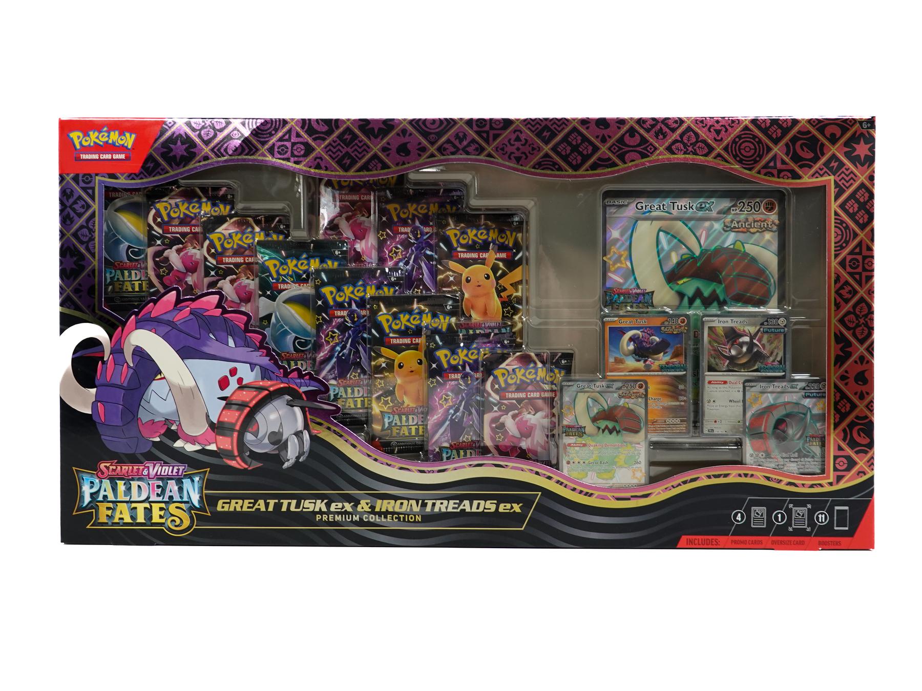 Pokemon Scarlet & Violet: Paldean Fates Great Tusk ex & Iron Threads ex Premium Collection Box