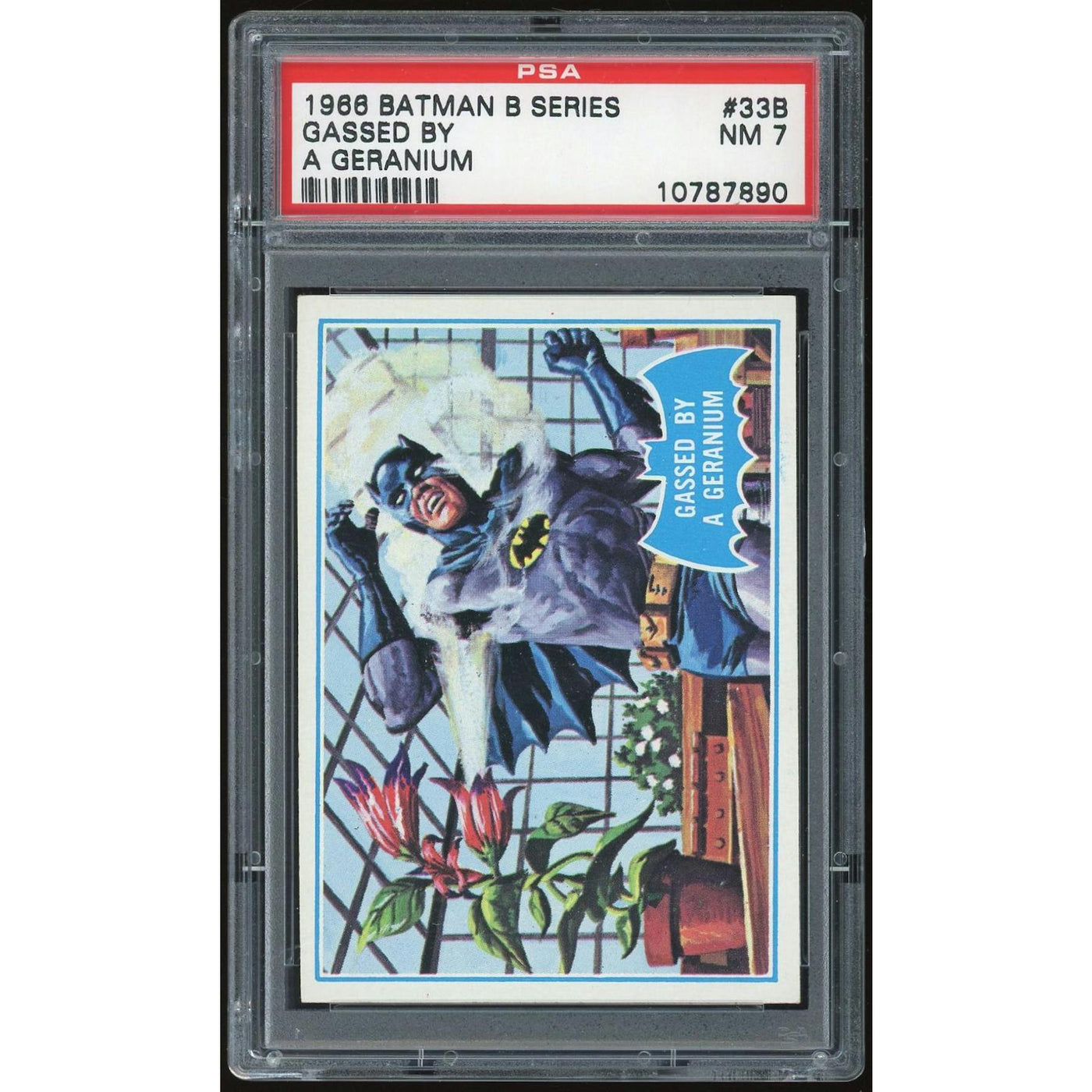 1966 Topps Blue Batman #33B Gassed by a Geranium PSA 7 *7890 (Reed Buy)