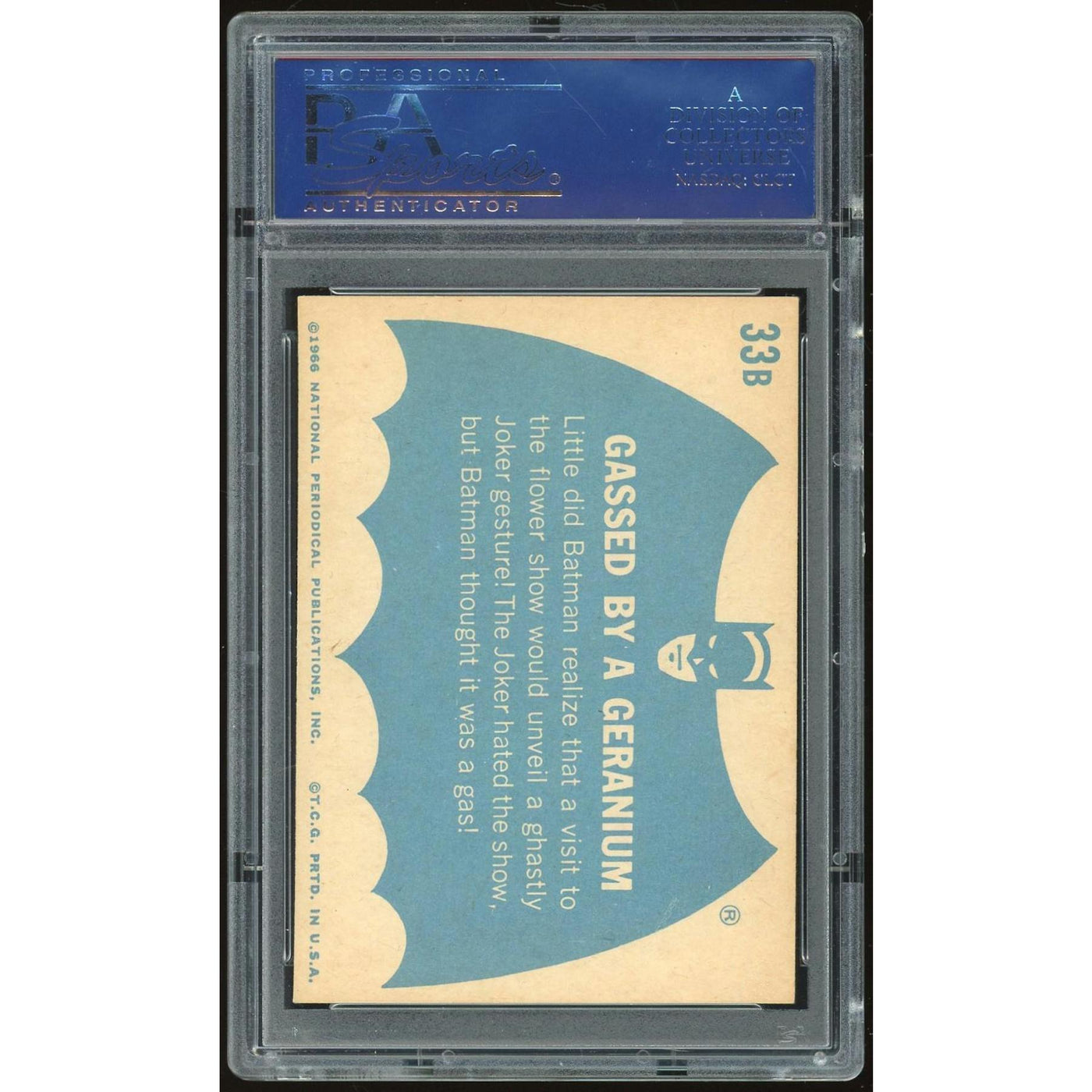 1966 Topps Blue Batman #33B Gassed by a Geranium PSA 7 *7890 (Reed Buy)