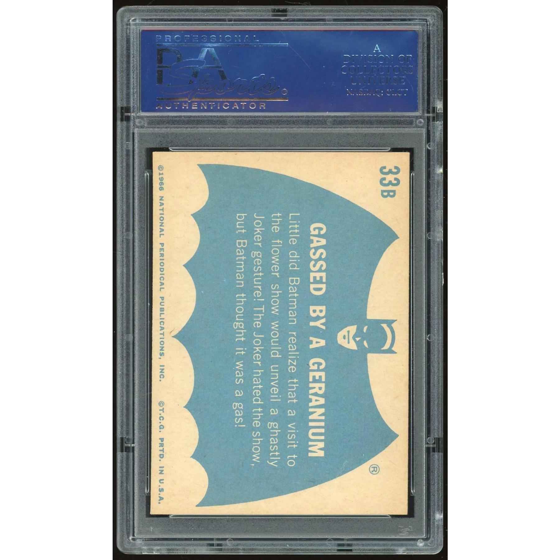1966 Topps Blue Batman #33B Gassed by a Geranium PSA 7 *7890 (Reed Buy)