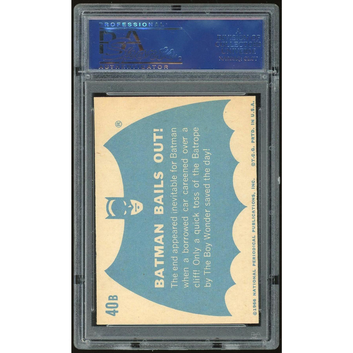 1966 Topps Blue Batman #40B Batman Bails Out! PSA 7 *2348 (Reed Buy)