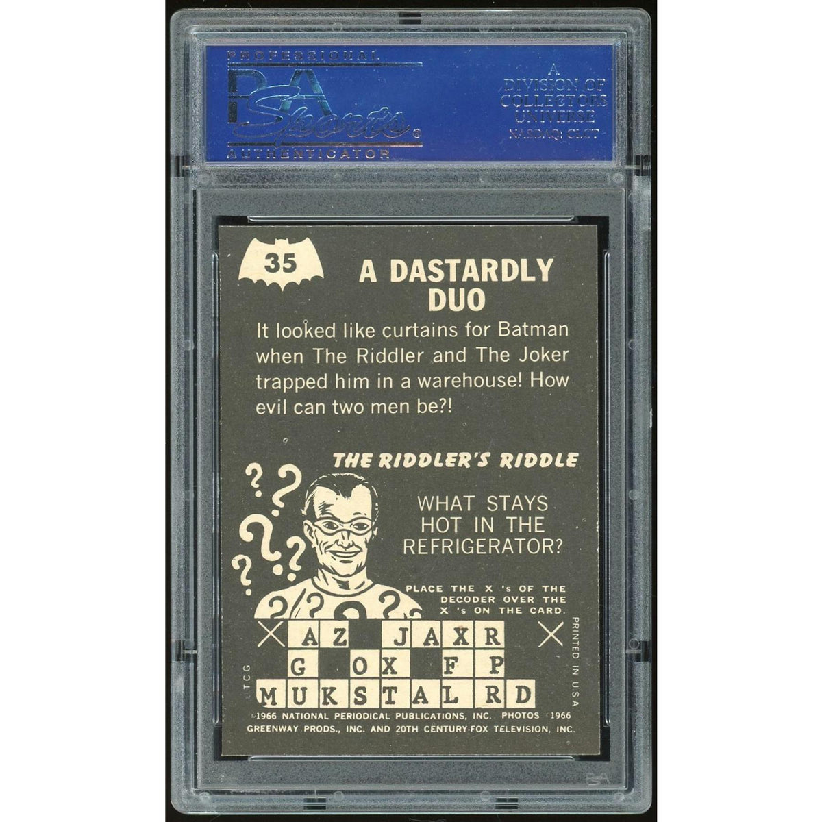 1966 Topps Batman Riddler Back #35 A Dastardly Duo PSA 7 *2513 (Reed Buy)