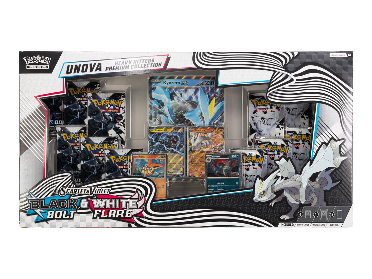 Pokemon Scarlet & Violet: Black Bolt & White Flare Unova Heavy Hitters Premium Collection Box