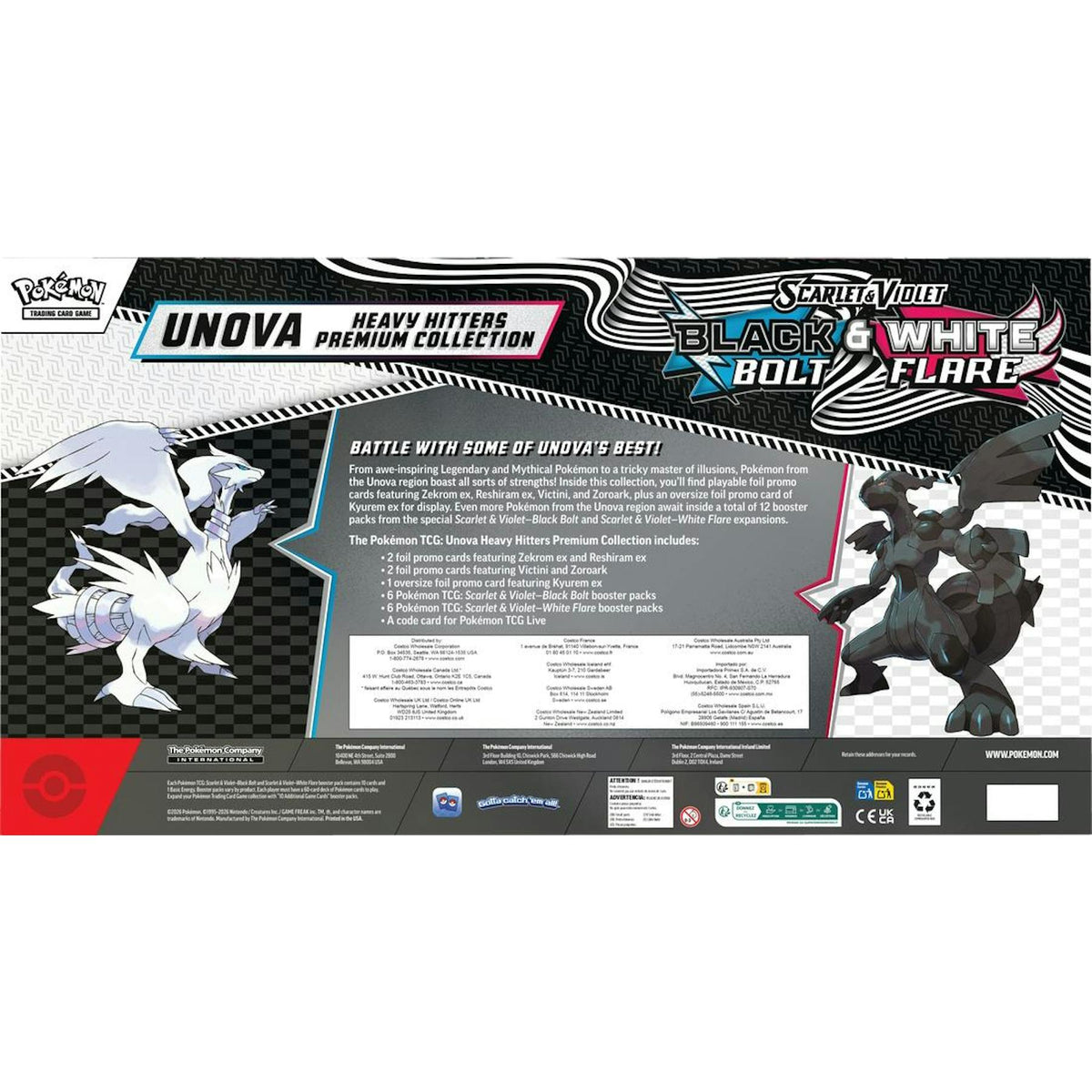 Pokemon Scarlet & Violet: Black Bolt & White Flare Unova Heavy Hitters Premium Collection 7-Box Display