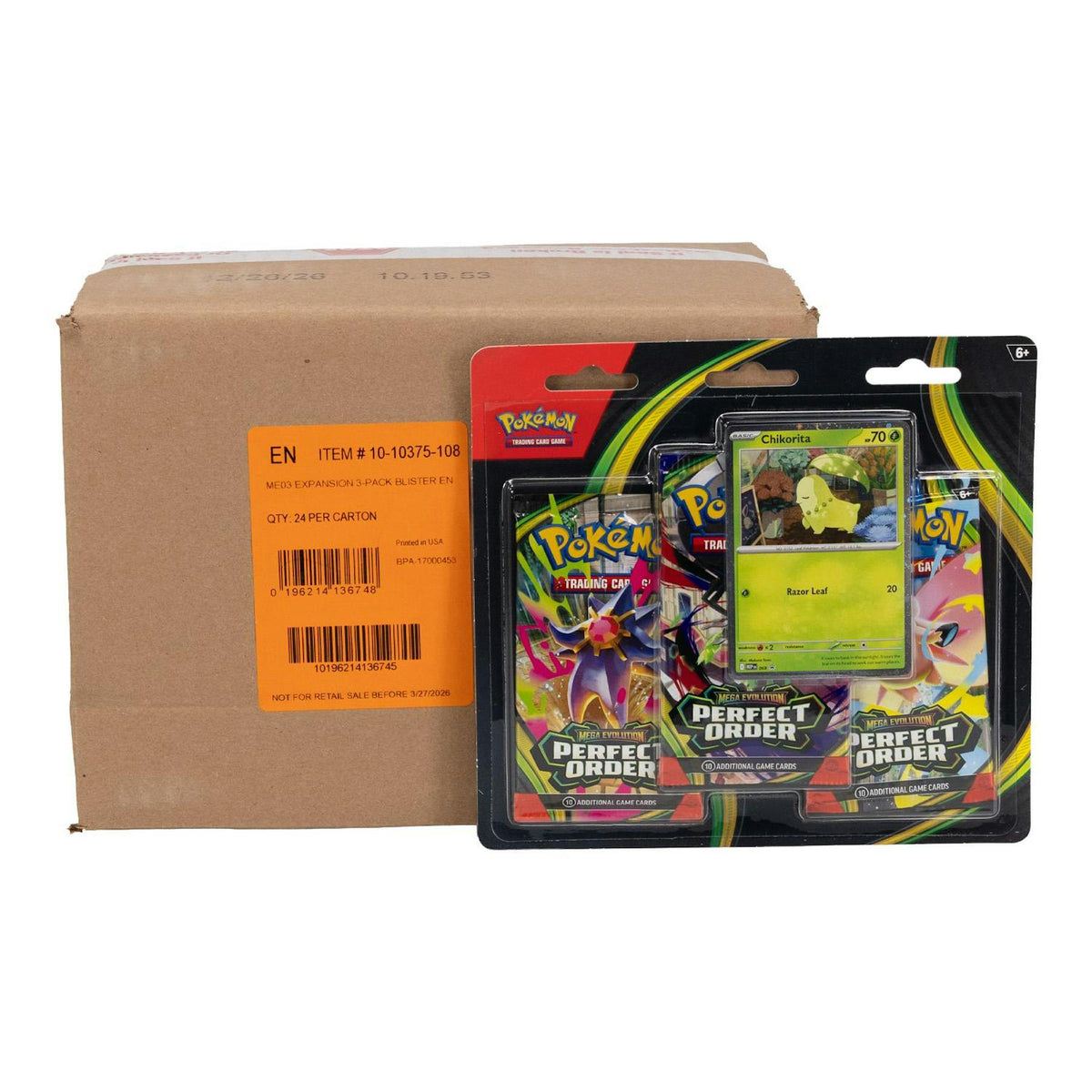 Pokemon Mega Evolution: Perfect Order 3-Pack Blister Case (24 Ct.)