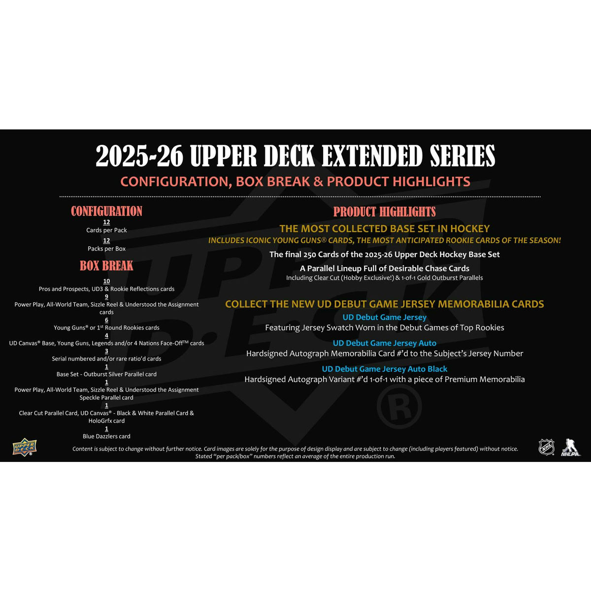 2025/26 Upper Deck Extended Series Hockey Hobby 12-Box Case