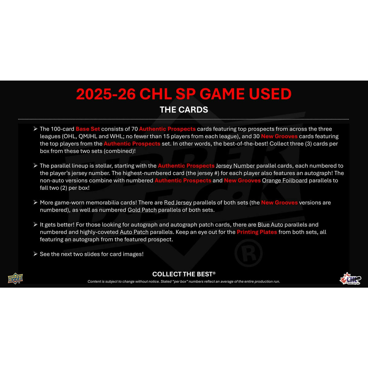 2025/26 Upper Deck CHL SP Game Used Hockey Hobby 20-Box Case