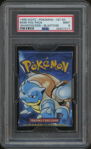 Pokemon Base Set 1st Edition Shadowless Booster Pack Blastoise Art Graded PSA 9 *217
