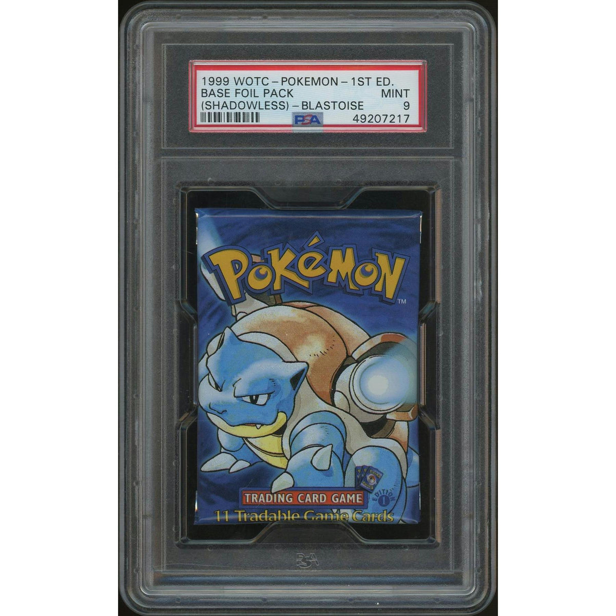 Pokemon Base Set 1st Edition Shadowless Booster Pack Blastoise Art Graded PSA 9 *217