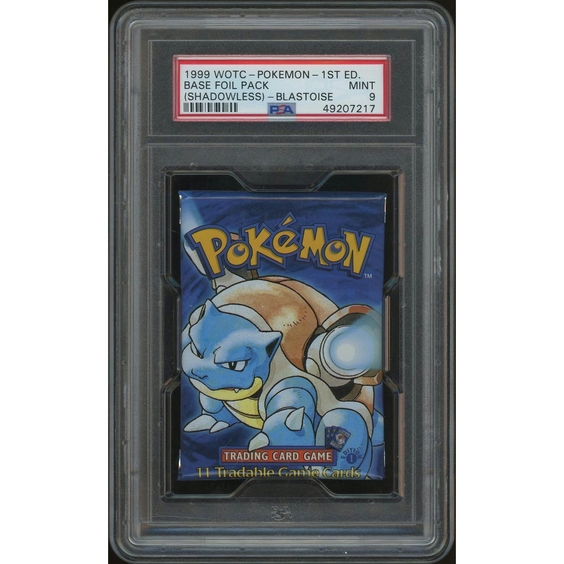 Pokemon Base Set 1st Edition Shadowless Booster Pack Blastoise Art Graded PSA 9 *217
