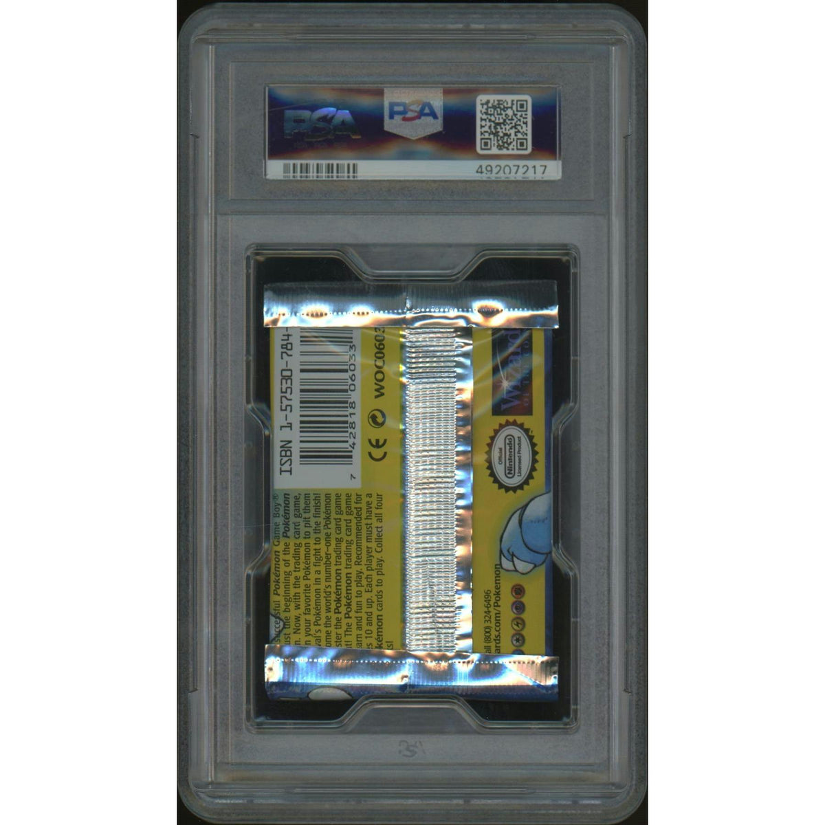 Pokemon Base Set 1st Edition Shadowless Booster Pack Blastoise Art Graded PSA 9 *217