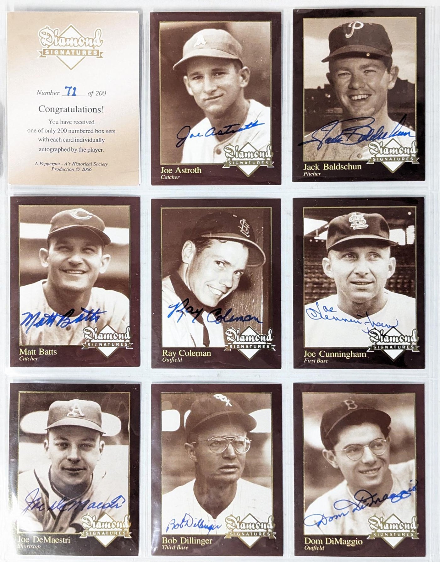 2006 Diamond Signatures Baseball 45-Card Autographed Set (Reed Buy)