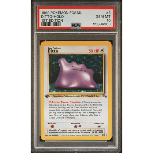 1999 Pokemon Fossil Ditto Holo 1st Edition #3 PSA 10