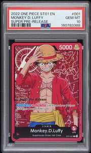 2022 One Piece Monkey D Luffy Super Pre-Release ST01 #001 PSA 10
