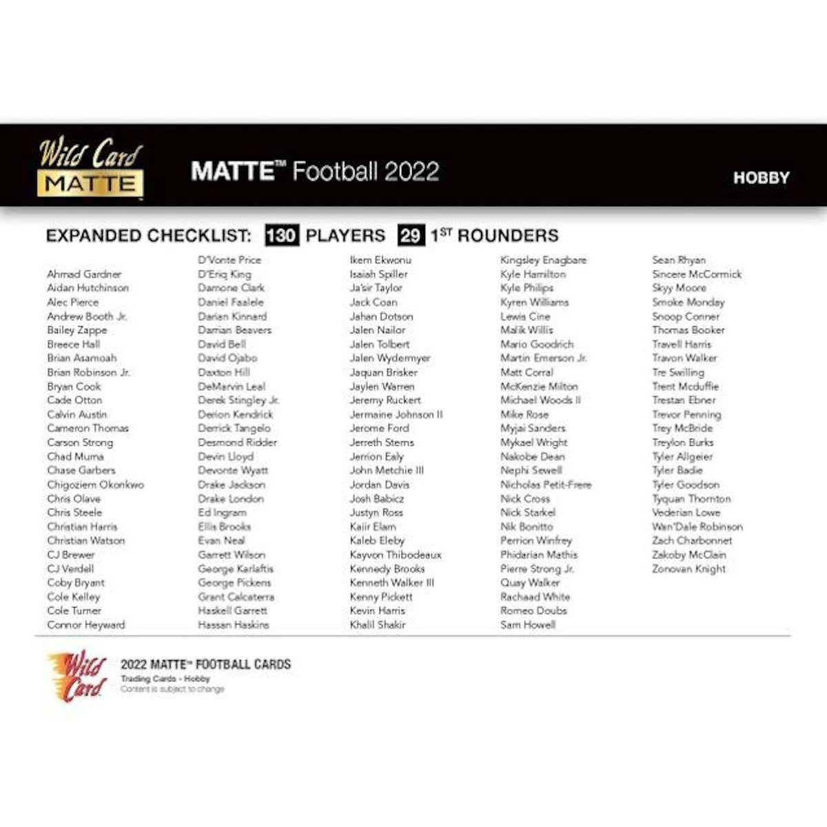 2022 Wild Card Matte Draft Picks Football Mega Box (Silver Box) (Reed Buy)