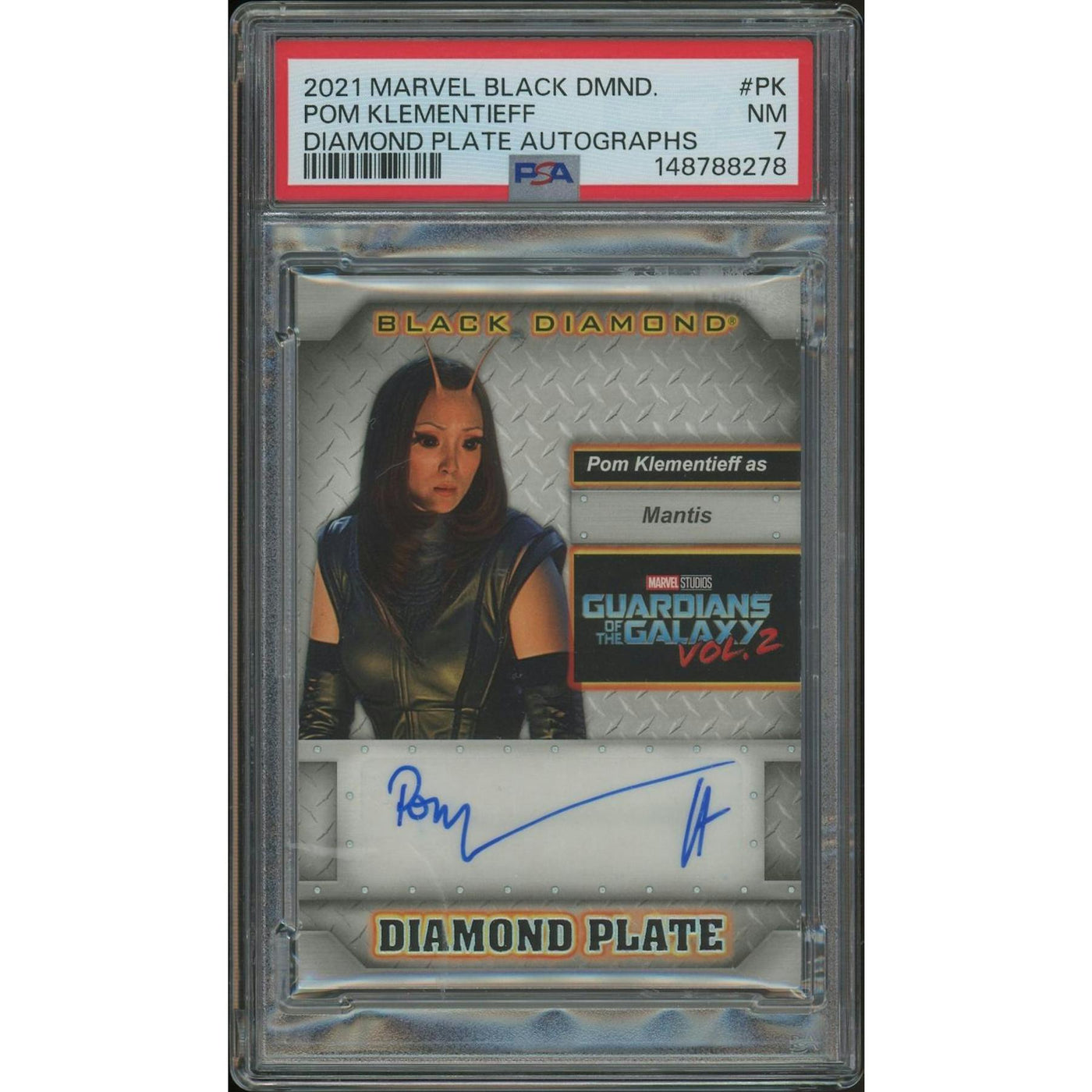 2021 Marvel Black Diamond #DPPK Pom Klementieff as Mantis Diamond Plate Auto PSA 7 (NM)