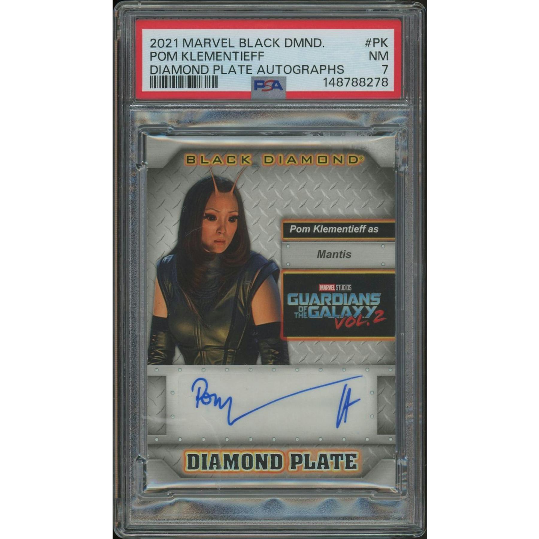 2021 Marvel Black Diamond #DPPK Pom Klementieff as Mantis Diamond Plate Auto PSA 7 (NM)