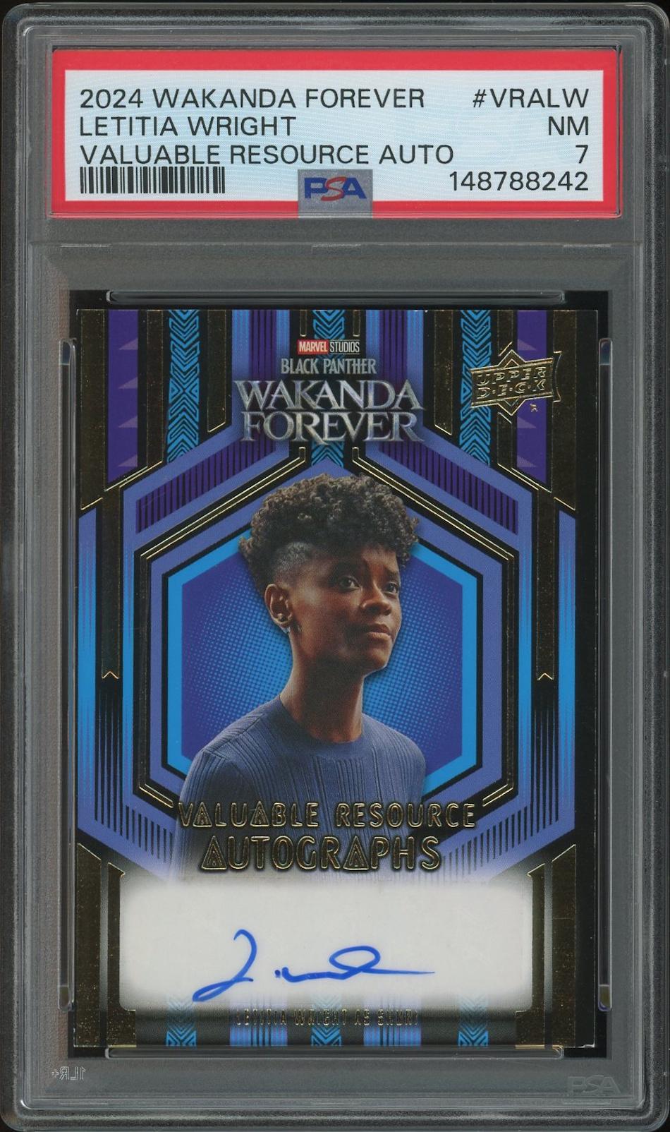 2024 Upper Deck Black Panther Wakanda Forever #VRALW Letitia Wright as Shuri Valuable Resource Auto PSA 7 (NM)
