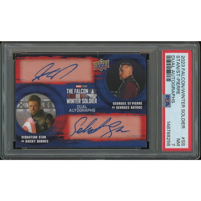 2023 Upper Deck The Falcon and The Winter Soldier #DASS Sebastian Stan & Georges St-Pierre Auto #19/25 PSA 7