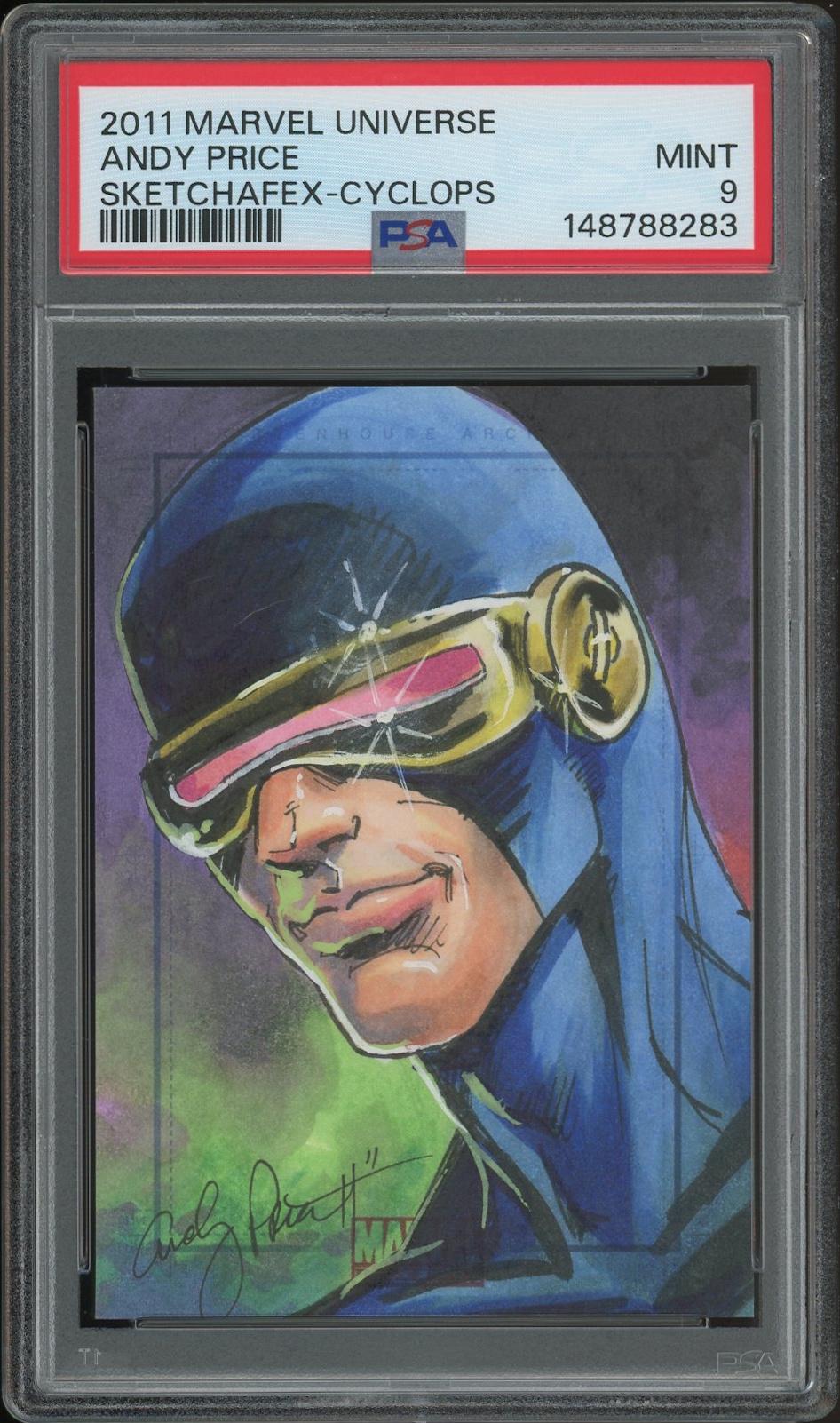 2011 Rittenhouse Marvel Universe Andy Price Cyclops SketchaFEX Sketch Card #1/1 PSA 9 (MINT)