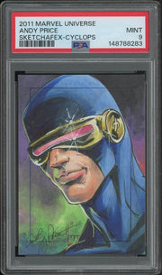 2011 Rittenhouse Marvel Universe Andy Price Cyclops SketchaFEX Sketch Card #1/1 PSA 9 (MINT)