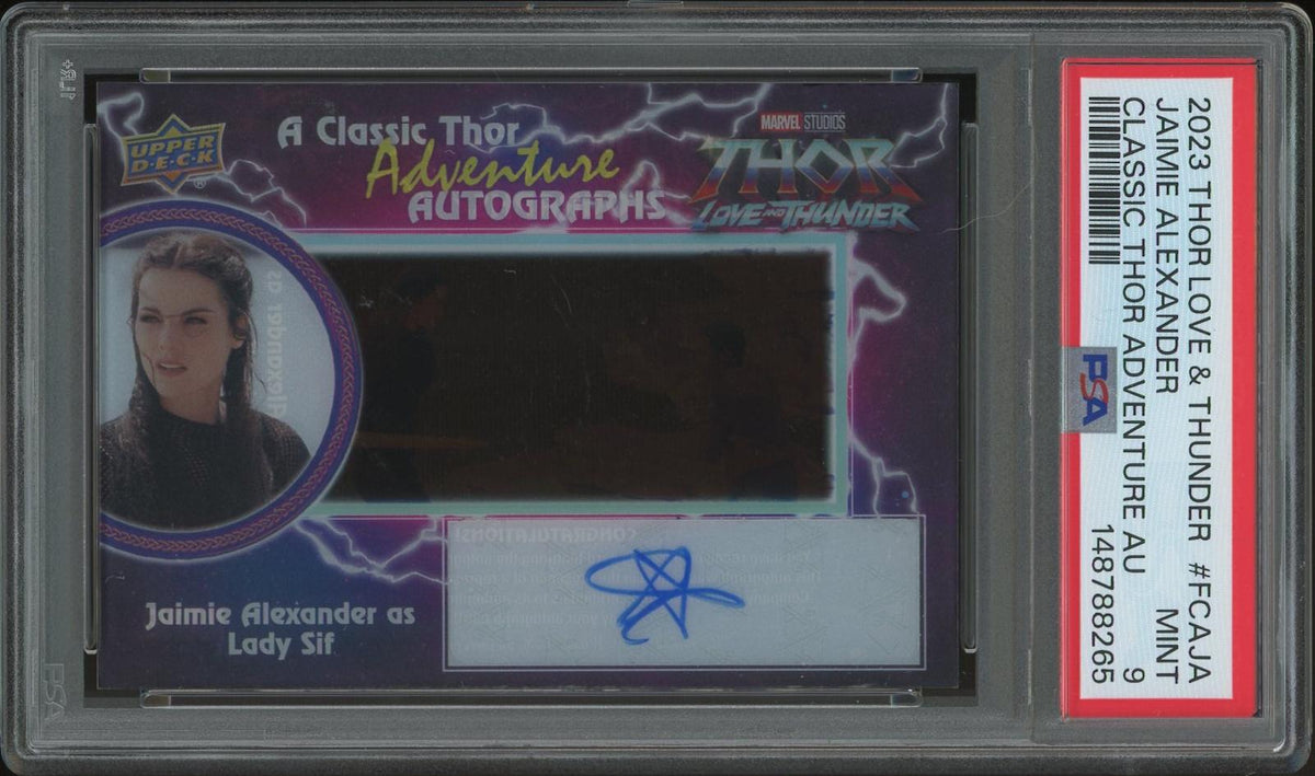 2023 Upper Deck Thor Love and Thunder #FCAJA Jaimie Alexander as Lady Sif A Classic Thor Adventure Auto PSA 9