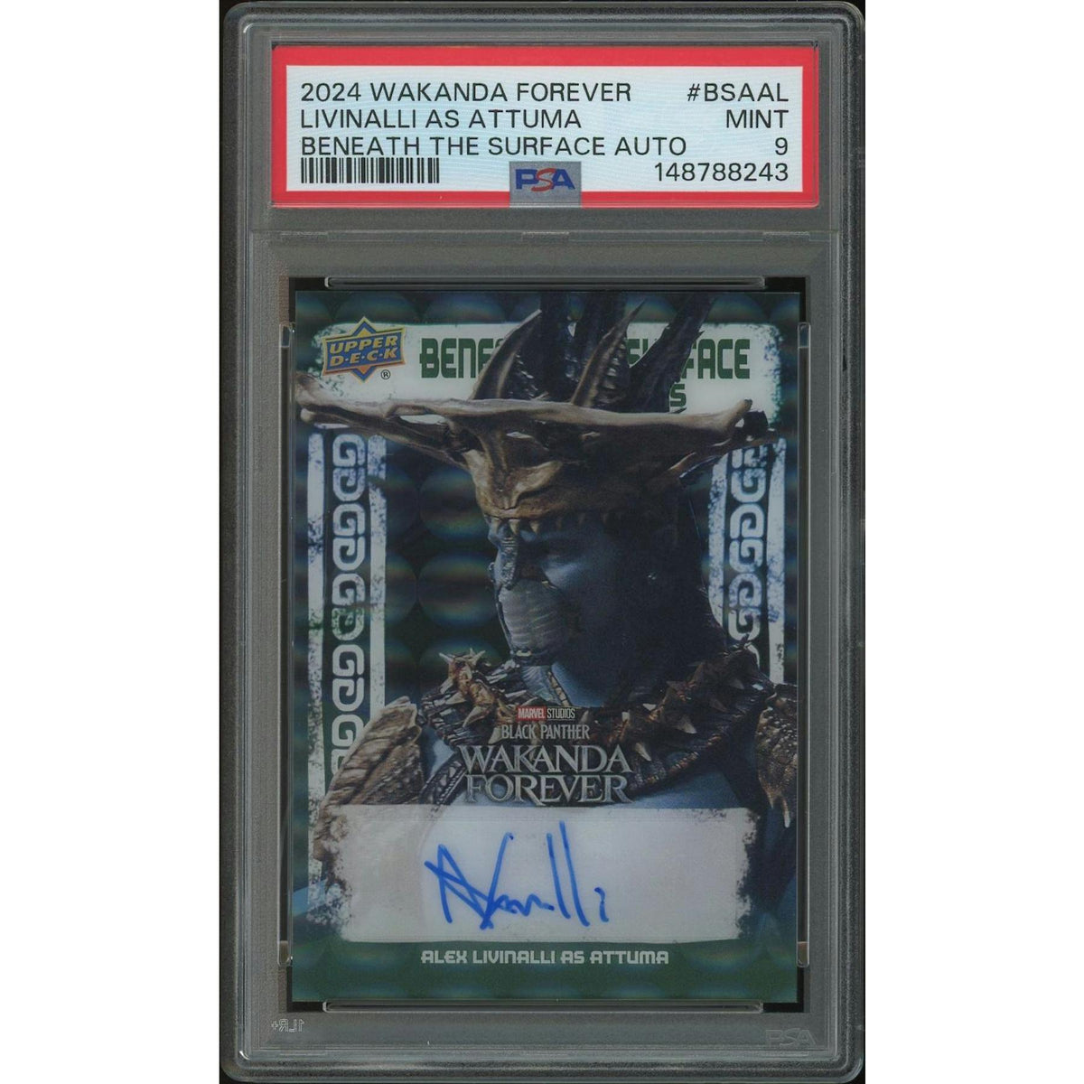2024 Black Panther Wakanda Forever #BSAAL Alex Livinalli as Attuma Beneath The Surface Auto #55/99 PSA 9