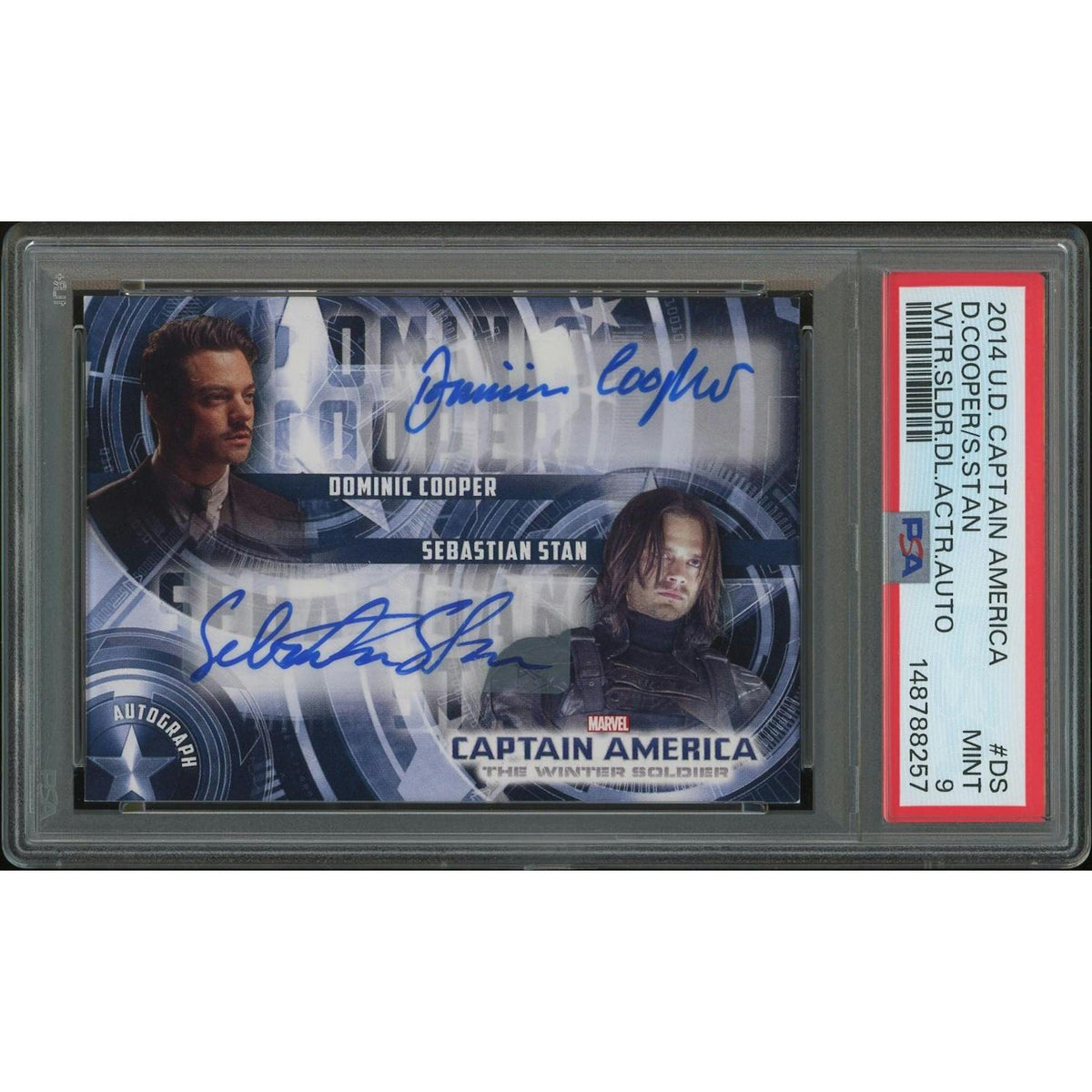 2014 Upper Deck Captain America The Winter Soldier #DS Dominic Cooper & Sebastian Stan Dual Auto PSA 9 (MINT)