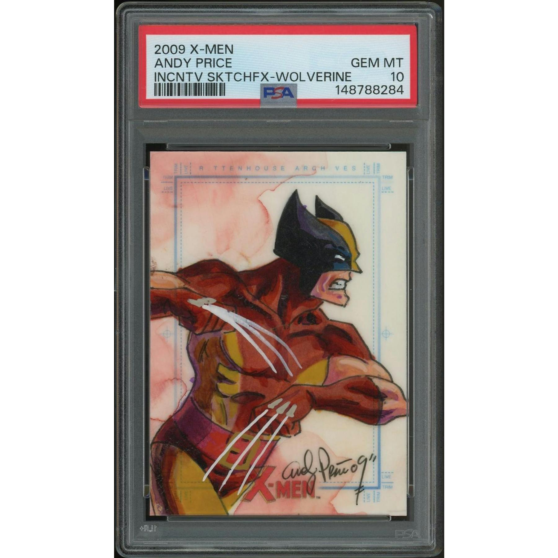 2009 Rittenhouse X-Men Archives Andy Price Wolverine SketchaFEX Sketch Card #1/1 PSA 10 (GEM MINT)