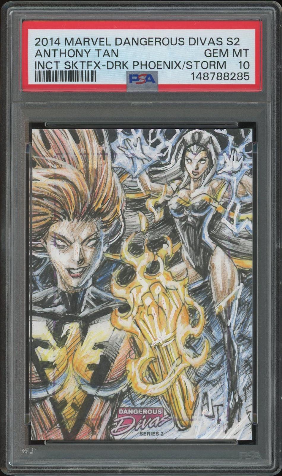 2014 Rittenhouse Dangerous Divas 2 Anthony Tan Dark Phoenix & Storm SketchaFEX Sketch Card #1/1 PSA 10