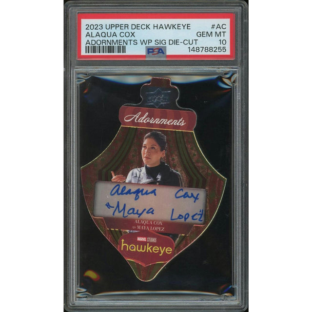 2023 Hawkeye #ADWSAC Alaqua Cox as Maya Lopez Adornments Wrapping Paper Die-Cut Light FX Auto #19/25 PSA 10