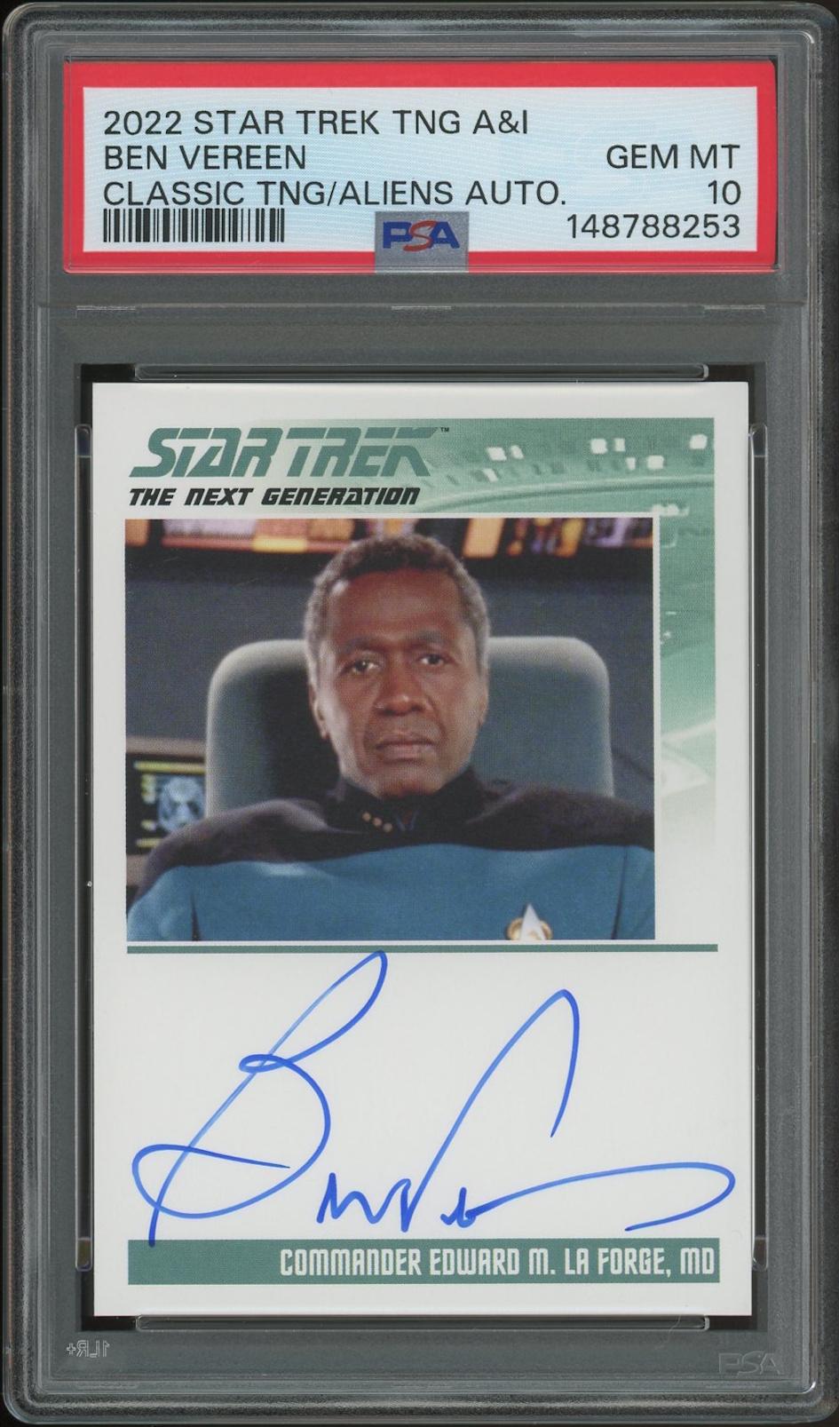 2022 Rittenhouse Star Trek TNG A&I Ben Vereen as Cmdr. Edward M. La Forge Classic Auto PSA 10 (GEM MT)
