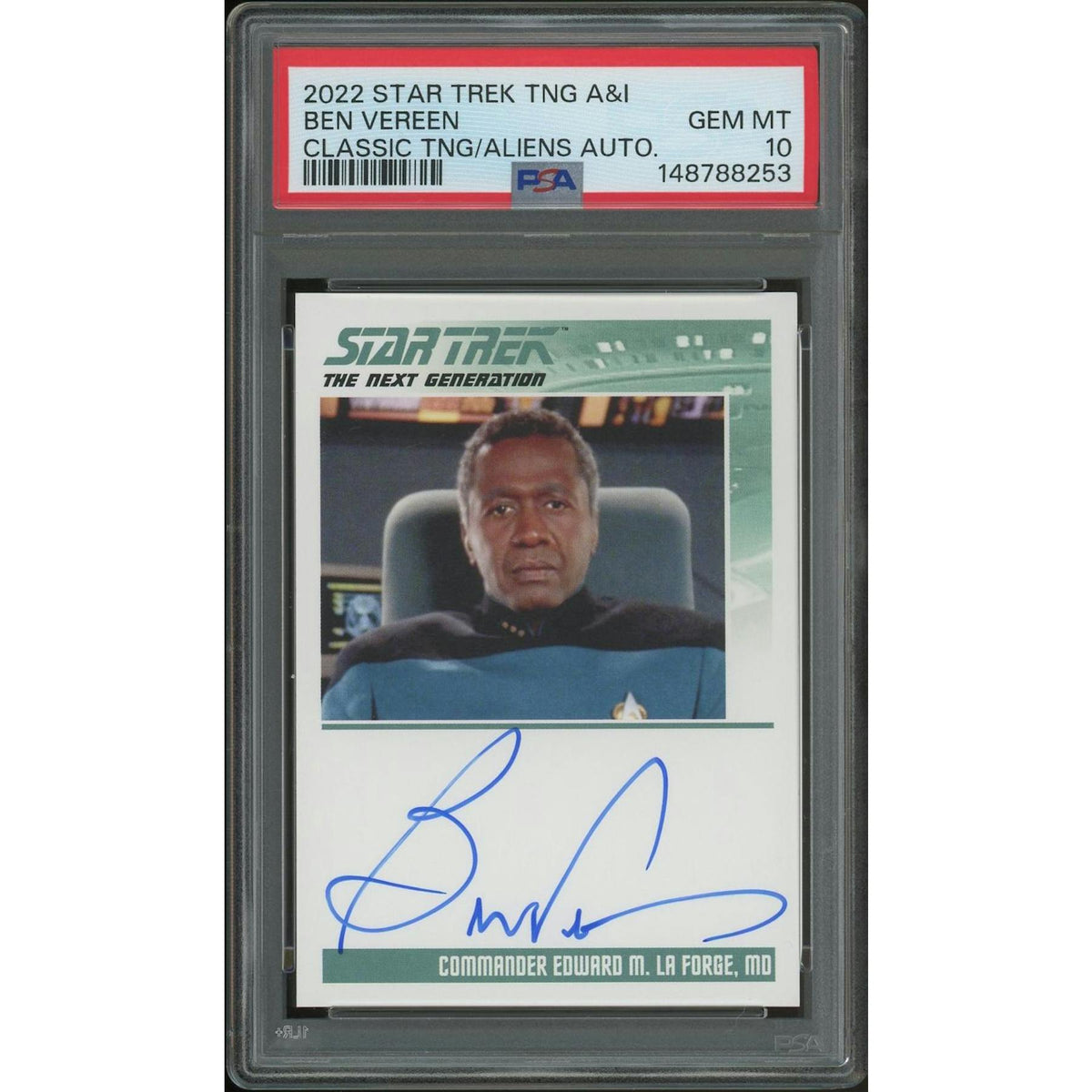2022 Rittenhouse Star Trek TNG A&I Ben Vereen as Cmdr. Edward M. La Forge Classic Auto PSA 10 (GEM MT)