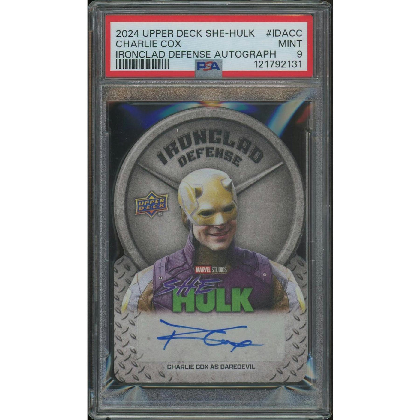 2024 Upper Deck She-Hulk #IDACC Charlie Cox as Daredevil Ironclad Defense Auto #22/50 PSA 9 (MINT)