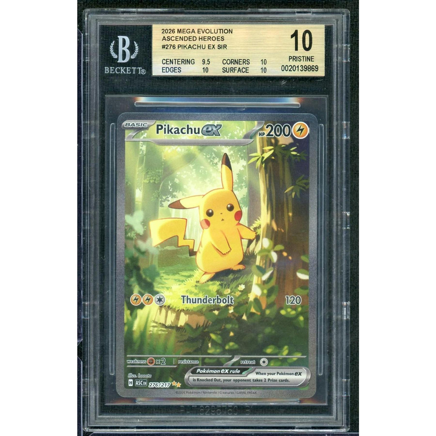 2026 Pokemon Ascended Heroes Pikachu EX Special Illustration Rare #276 BGS 10