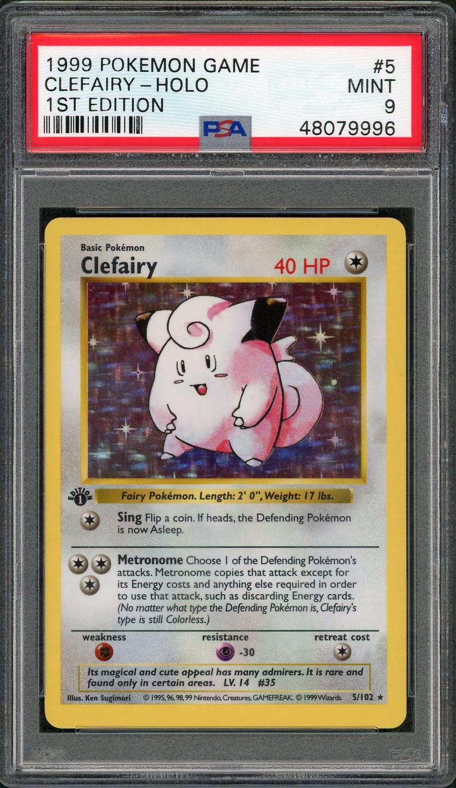 1999 Pokemon Clefairy Holo 1st Edition #5 PSA 9
