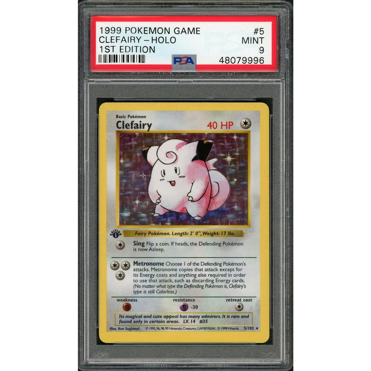 1999 Pokemon Clefairy Holo 1st Edition #5 PSA 9