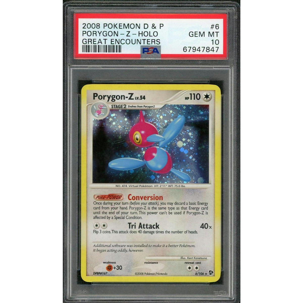 2008 Pokemon D & P Great Encounters Porygon-Z Holo #6 PSA 10