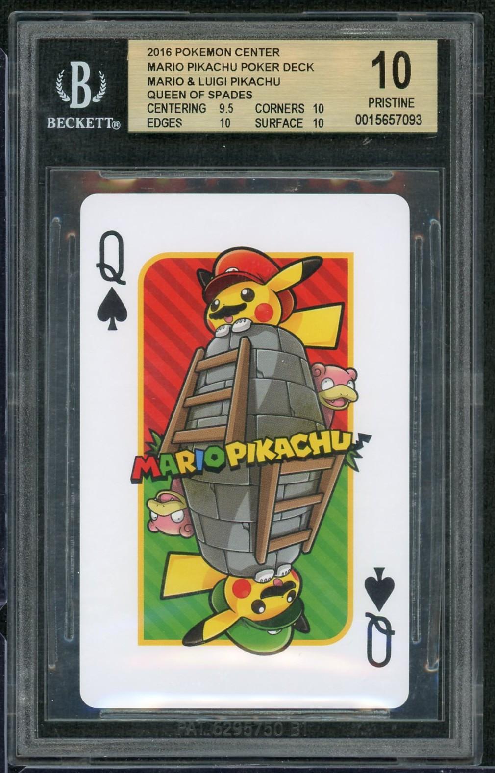 2016 Pokemon Center Mario & Luigi Pikachu Queen of Spades BGS 10