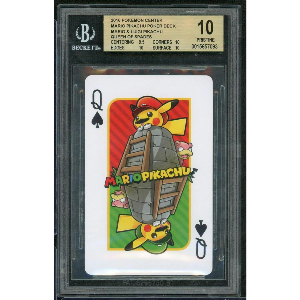 2016 Pokemon Center Mario & Luigi Pikachu Queen of Spades BGS 10