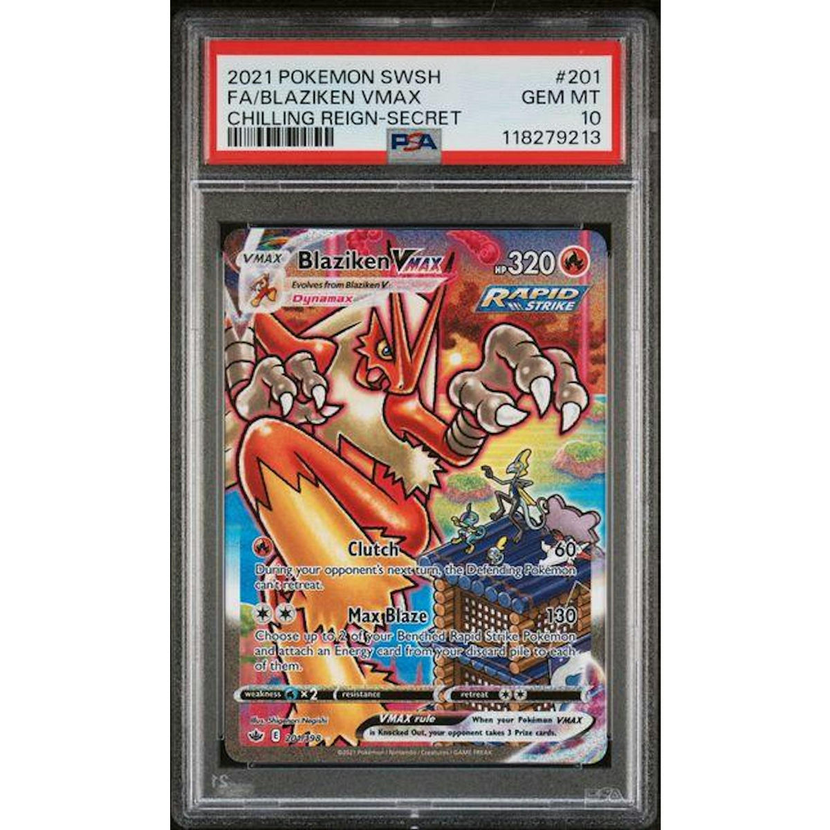 2021 Pokemon Chilling Reign Blaziken VMax Secret #201 PSA 10