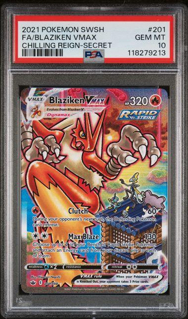 2021 Pokemon Chilling Reign Blaziken VMax Secret #201 PSA 10