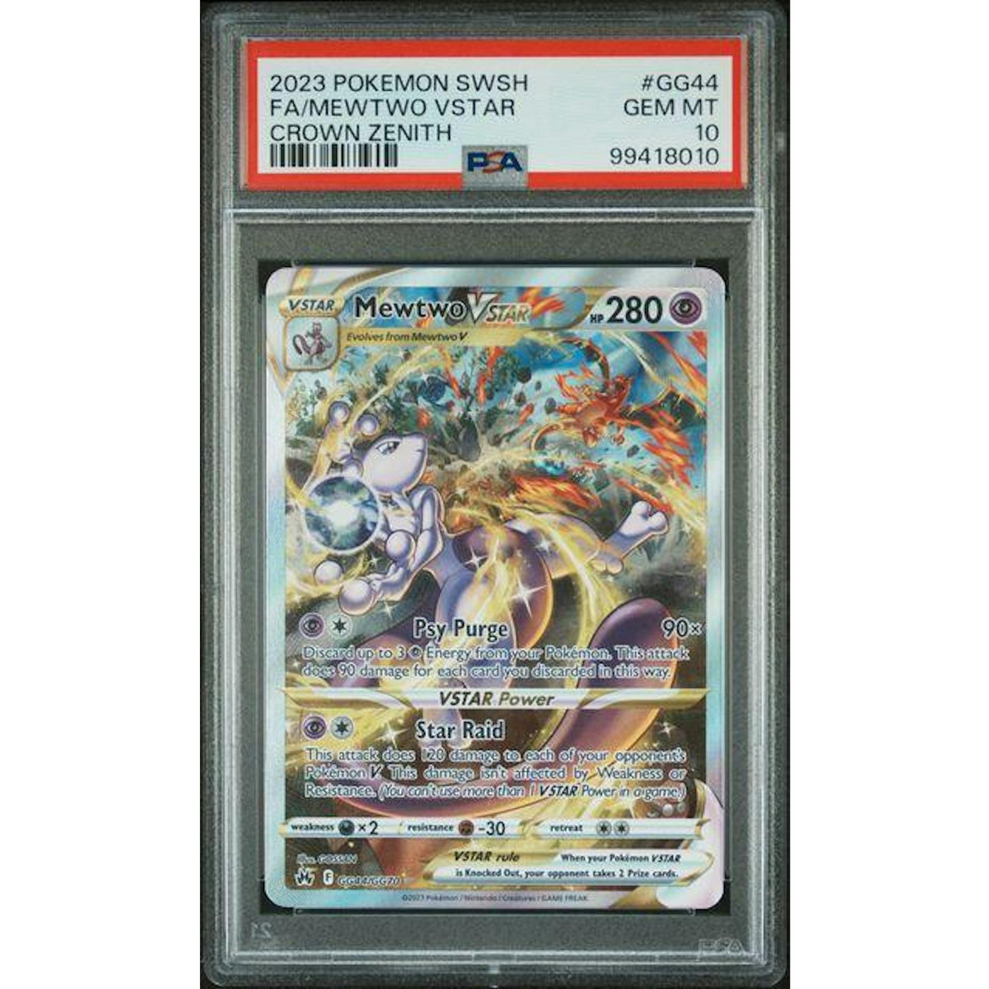 2023 Pokemon Crown Zenith Mewtwo VStar #GG44 PSA 10