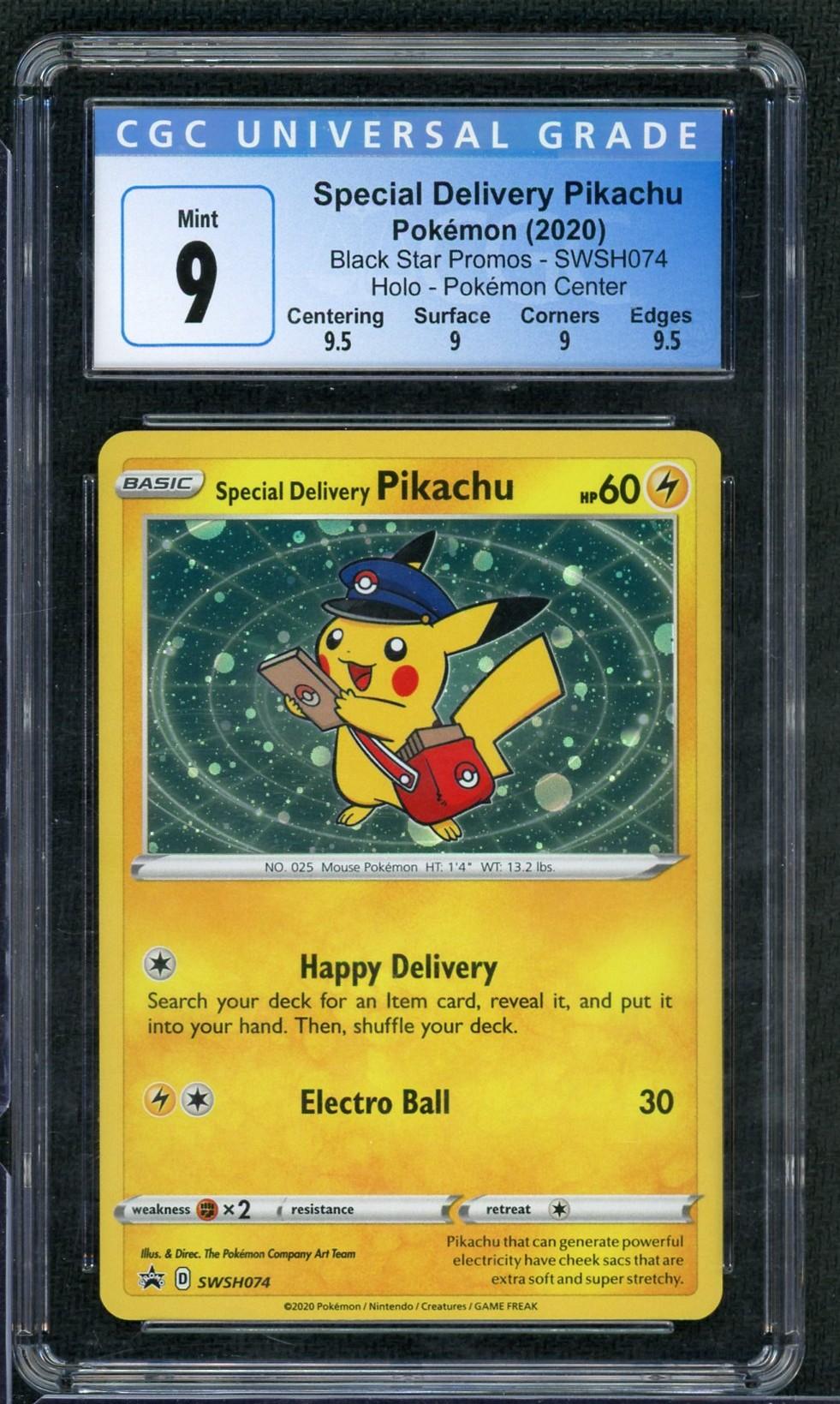 2020 Pokemon Center Promo Special Delivery Pikachu Holo CGC 9