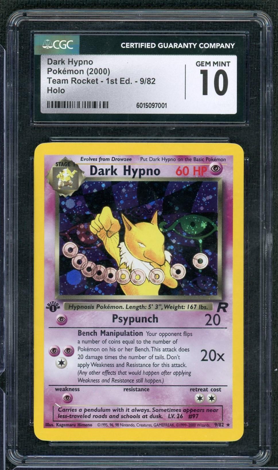 2000 Pokemon Team Rocket Dark Hypno 1st Edition Holo 9/82 CGC 10