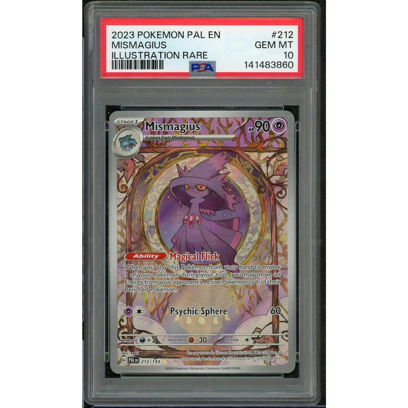 2023 Pokemon Paldea Evolved Mismagius Illustration Rare #212 PSA 10