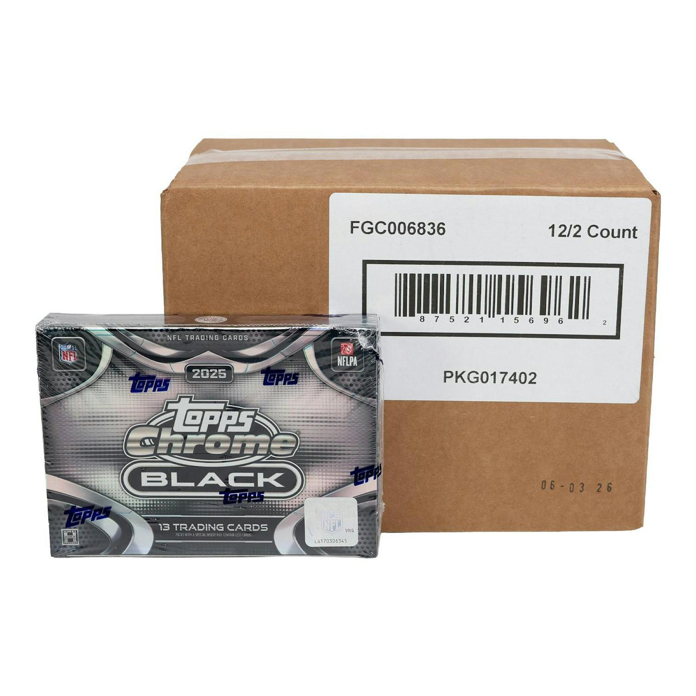 2025 Topps Chrome Black Football Hobby 12-Box Case