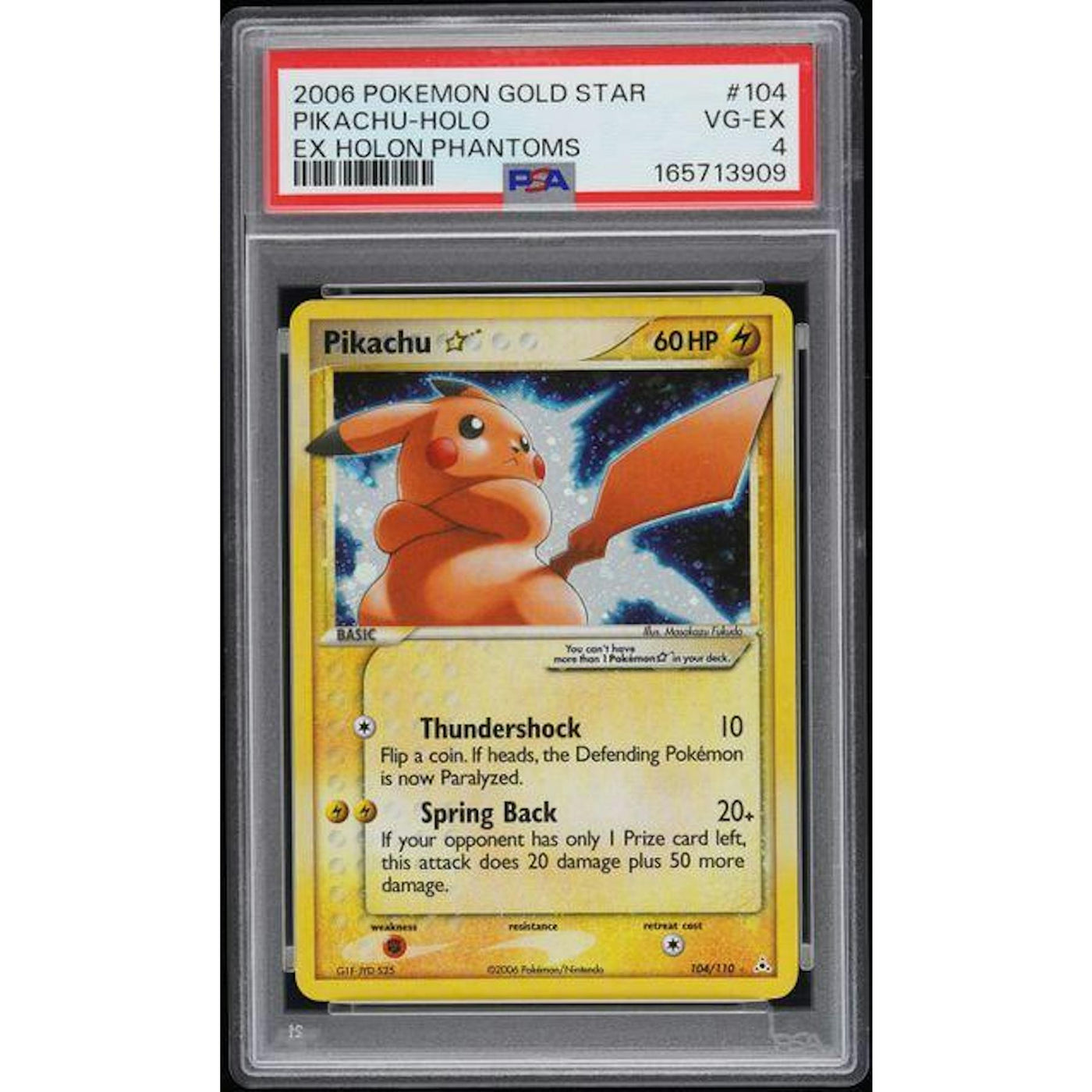 2006 Pokemon Ex Holon Phantoms Pikachu Gold Star Promo #104 PSA 4